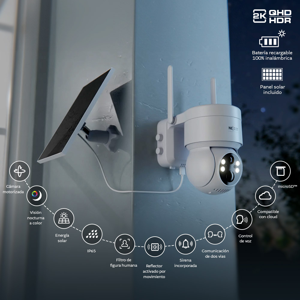 CAMARA  PARA EXTERIORES SOLAR INALAMBRICA MOTORIZADA 2K WIFI