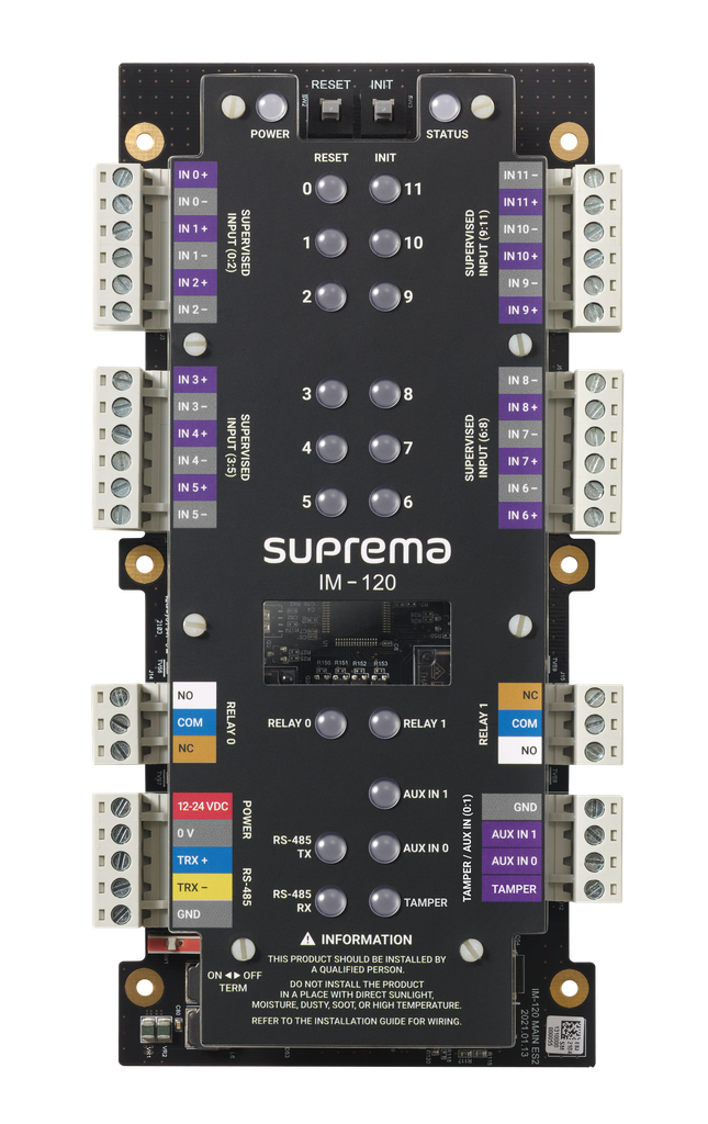 Extensión Entradas Input SUPREMA
 - Multiple Input Extension Module (12 inputs) compatible with BioStar 2 compatible
readers and CoreStation