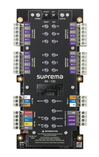 [Modulo IM-120] Extensión Entradas Input SUPREMA
 - Multiple Input Extension Module (12 inputs) compatible with BioStar 2 compatible
readers and CoreStation