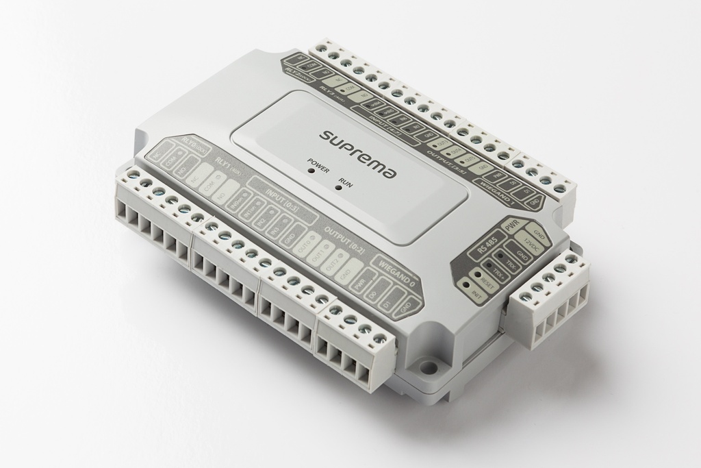 Seguridad Multipuerta SUPREMA
 - Two Door Interface Module (8 inputs / 6 outputs (including 4 Form C Relay) compatible
with BioStar 2 compatible readers and CoreStation