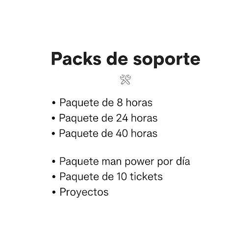 Pack de soporte (Pack de 8 horas)