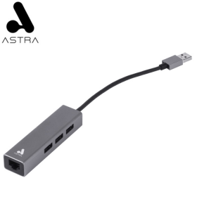 ASTRA ADAPTADOR USB TIPO C A RJ45 GIGABIT + 3 PUERTOS USB 3.0