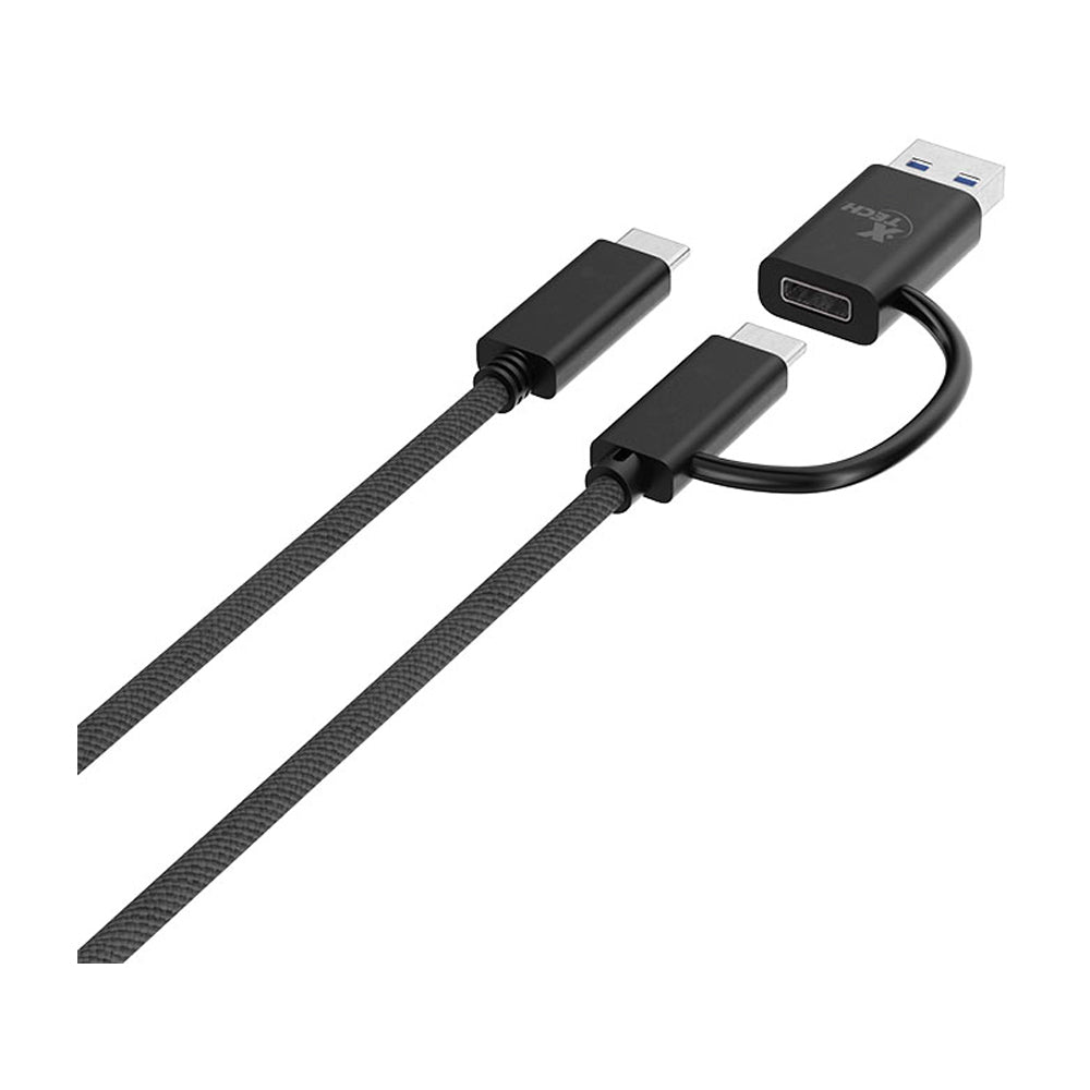 XTECH ADAPTADOR 2 EN 1 USB- C A USB- C CON DONGLE USB- A 2.0  30AWG + 20AWG (XTC-532)
