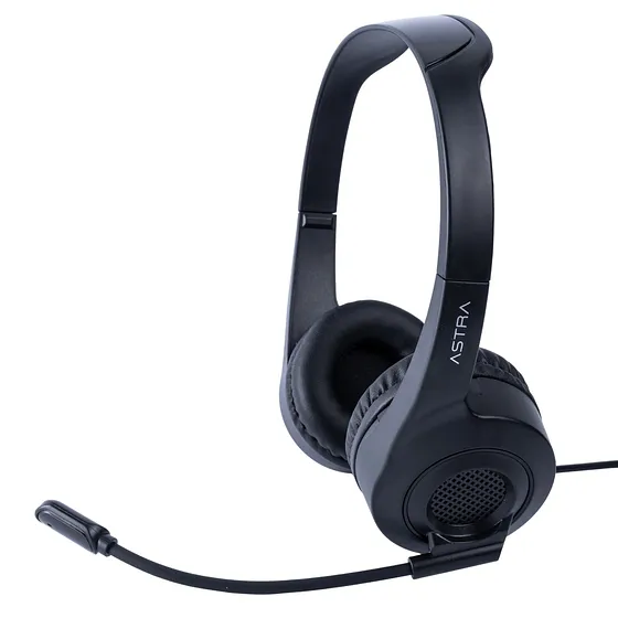 ASTRA AUDIFONOS E10 USB-A CON MICRÓFONO Y CONTROLADOR MULTIMEDIA INTEGRADO (VOL+/VOL-/MUTE) NEGRO