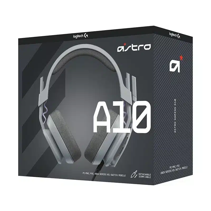 LOGITECH AUDIFONOS GAMING ALAMBRICOS ASTRO A10 GEN2 CON MICRÓFONO GRIS