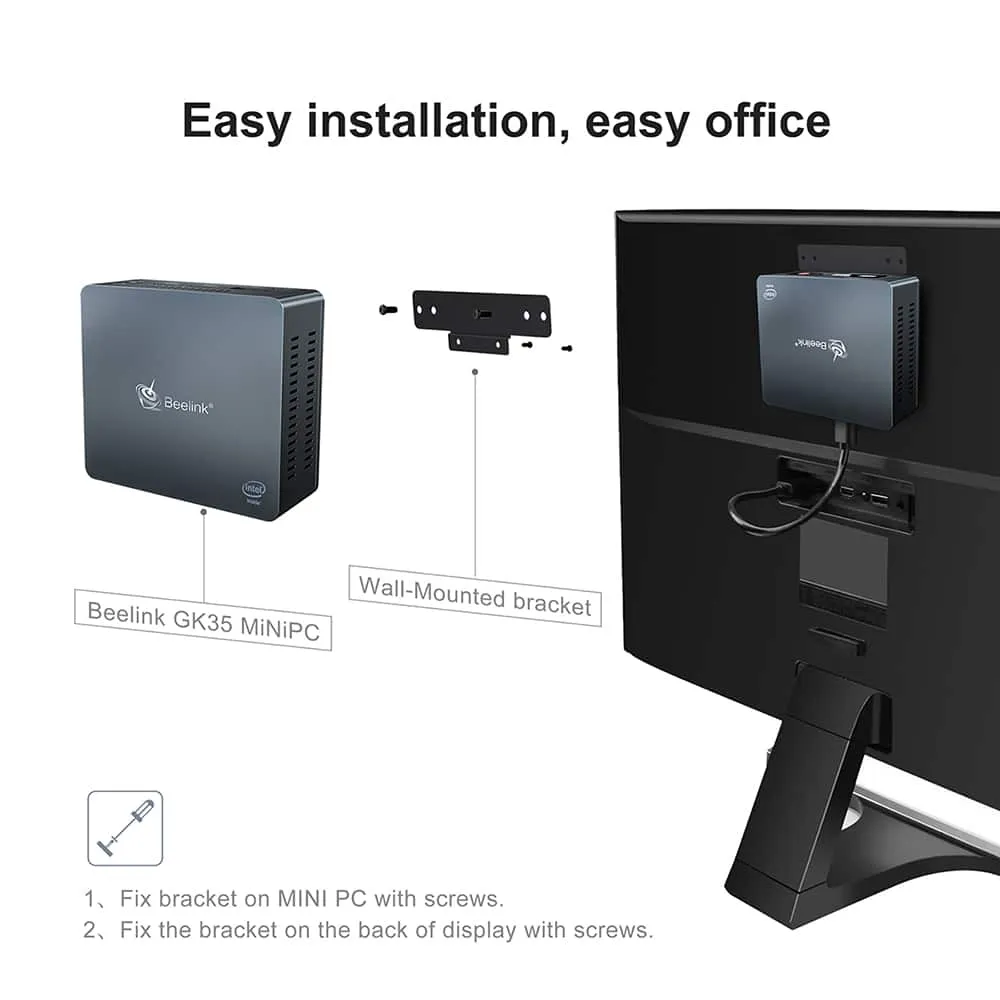 GENERICO BASE EN ABS PARA MINI PC BEELINK SER13 PARA SER ACOPLADA EN PARAL DE MONITORE DELL