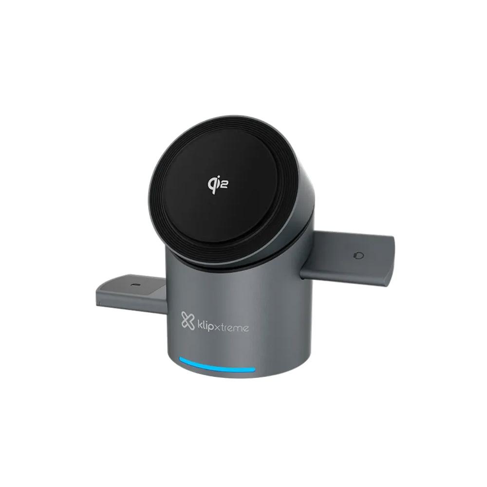 KLIP XTREME CARGADOR DE ESCRITORIO  SPIN  INALAMBRICO 3 EN 1  2.5W TWS (KDC-400)