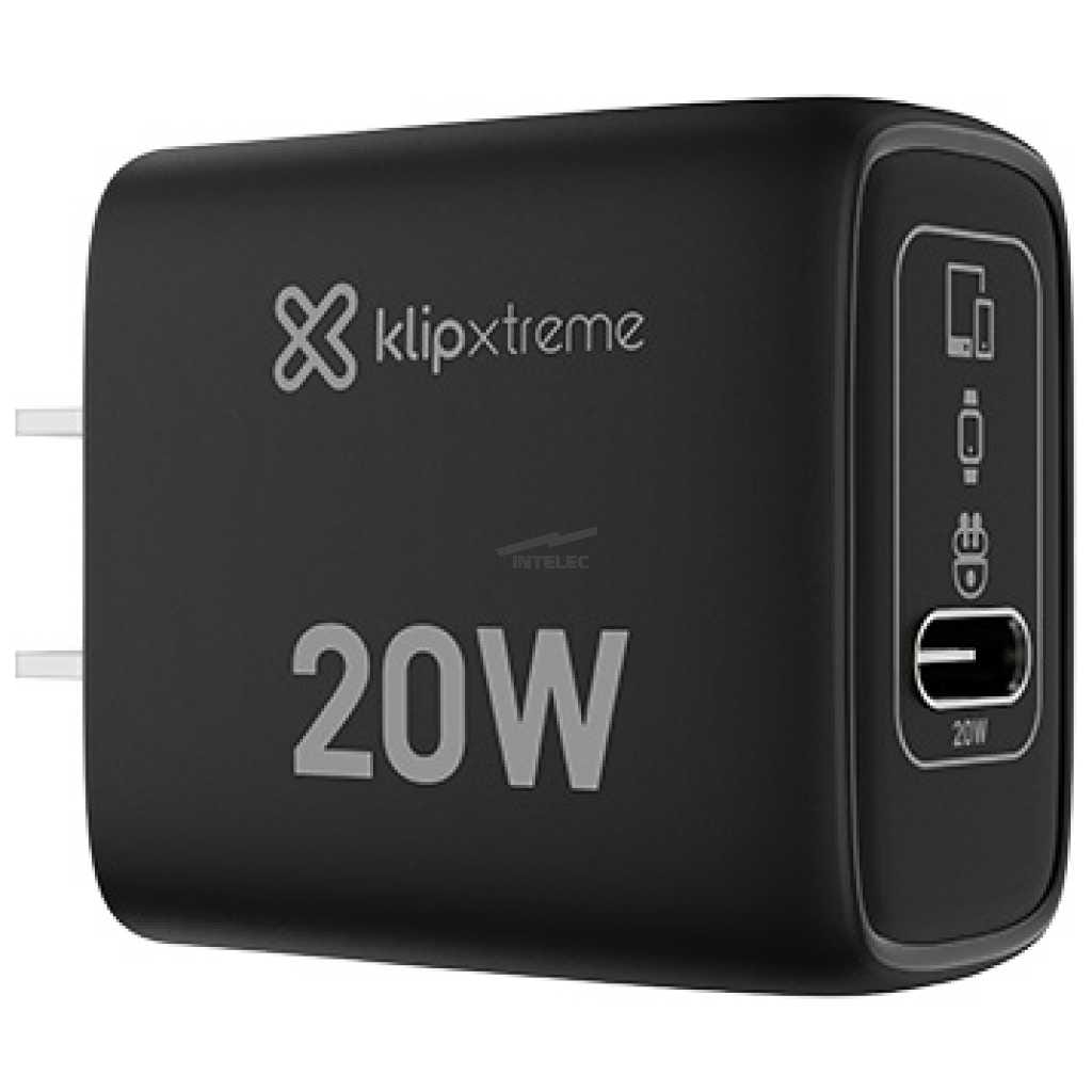 KLIP XTREME CARGADOR DE PARED POWER WALL 65W SLIM DE CARGA RAPIDA GAN 2 PTOS USB-C