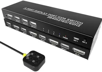 DIAMONDTIGER CONMUTADOR KVM 4 - PANTALLA DE INTERRUPTOR KVM,DISPOSITIVO USB 2.0 Y MONITOR  UHD,COMPATIBLE CON 4K