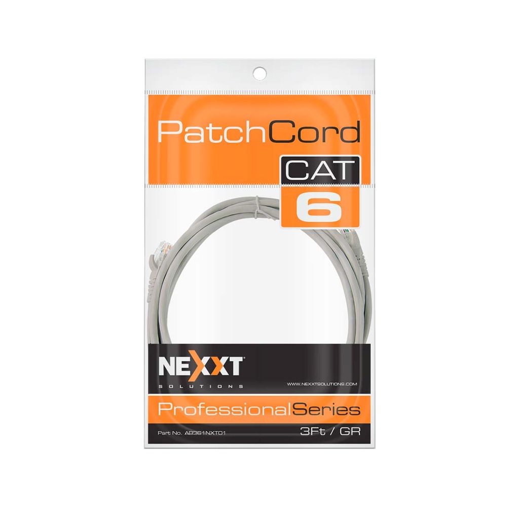 NEXXT PATCH CORD UTP (PCGPCC6LZ03GR)  CAT.6 4 PARES MULTIFILAR 24AWG LSZH 1M/3F GRIS (AB361NXT38)