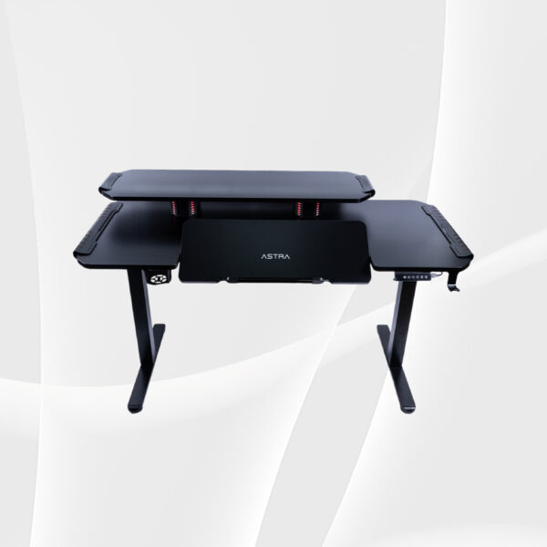 [ASTEGT07] ASTRA MESA GAMING AJUSTABLE C/ILUMINACIÓN LED TRIPLE NIVEL C/BASES INDEPENDIENTES Y TECLADO 7070KG 140CM x 60CM NEGRA