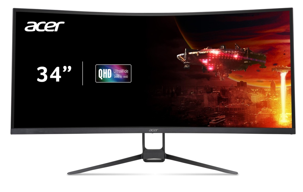 ASTRA MONITOR 34" GAMING CURVO HDMI DP AUD DC RGB 180Hz 3440 x 1440P 1 MS FREE FLICKER