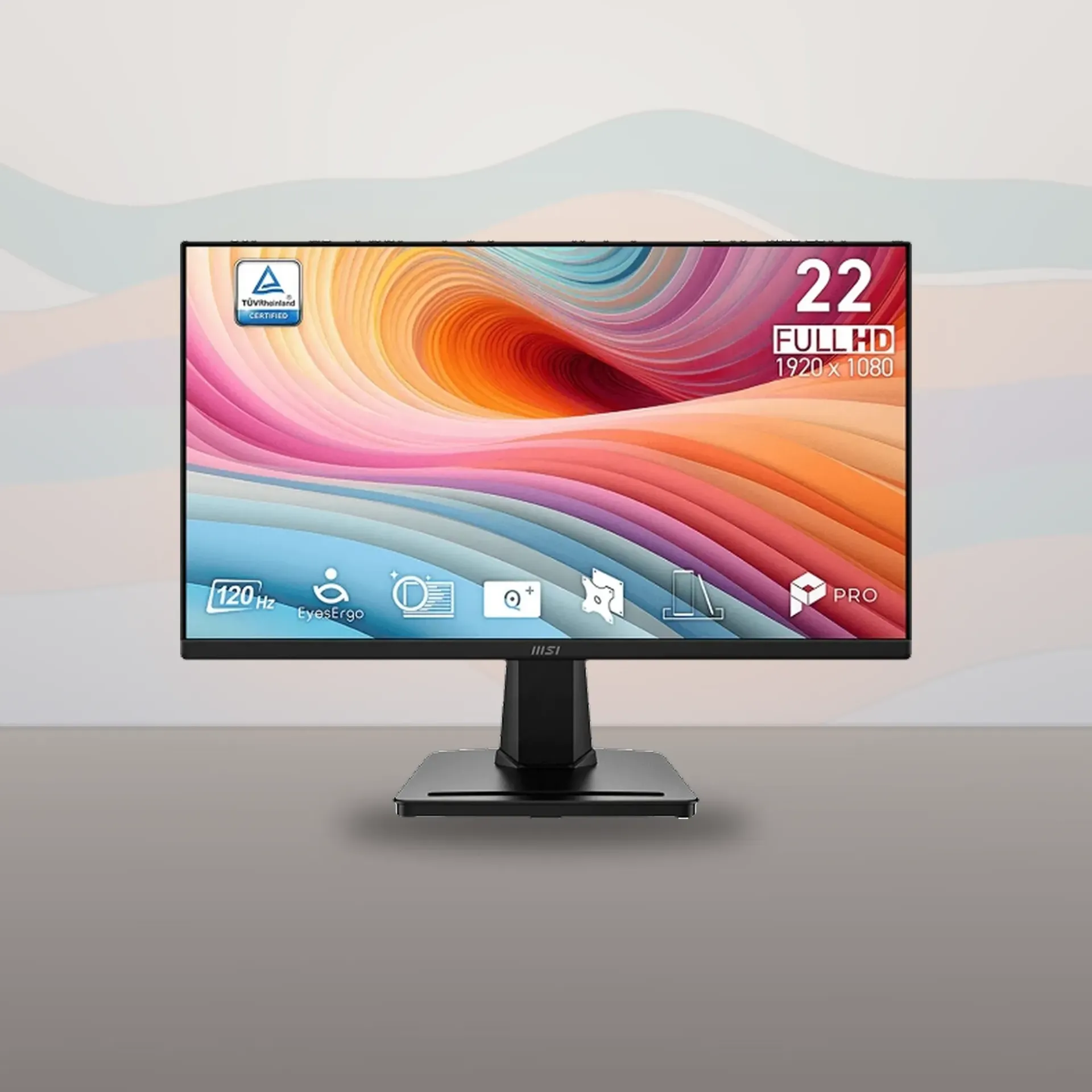 MSI MONITOR PRO MP225 E12VL 21.45 PULGADAS FHD 1920X1080 120HZ VA 1MS MPRT CONTRASTE 4000:1 100% SRGB HDMI VGA DISEÑO SIN MARCOS - (PRO MP225 E12VL)