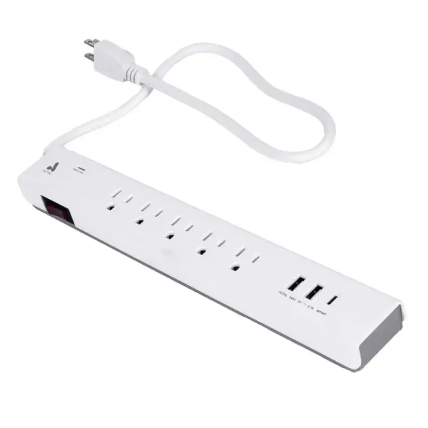 ASTRA REGLETA PROTECTOR DE SOBRETENSIONES CON INTERRUPTOR DE LUZ 5 SALIDAS 5-15R 125V/1875W 2USB 3.1A 1USB C 5V