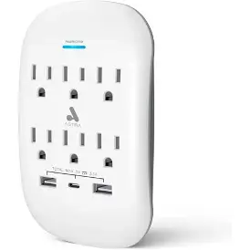 ASTRA TOMA CORRIENTE PROTECTOR DE SOBRETENSIONES 6 SALIDAS 5-15R 125V/1875W 2USB 3.1A 1USB C 5V
