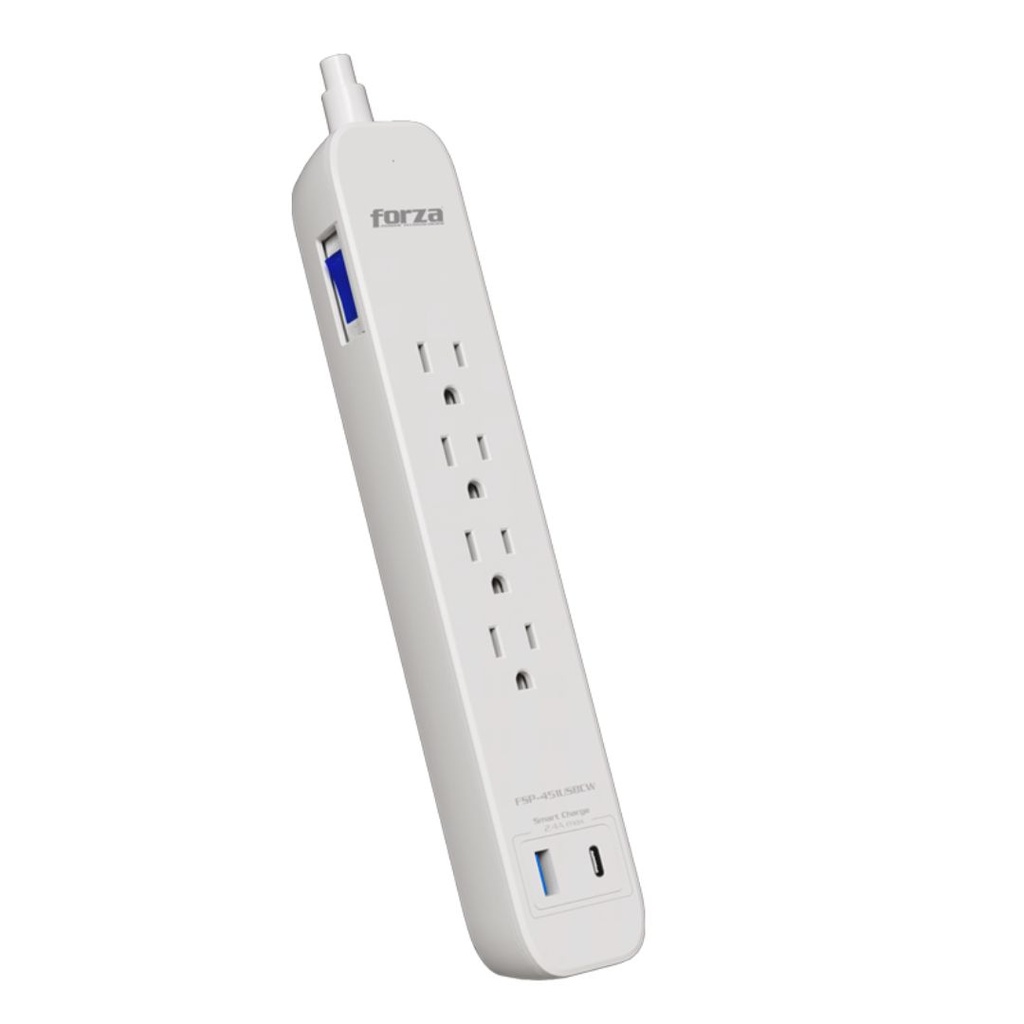 FORZA PROTECTOR CONTRA SOBRETENSIONES 1625W/500J 120V-240V 4 SALIDAS 1-USBA 1-USBC