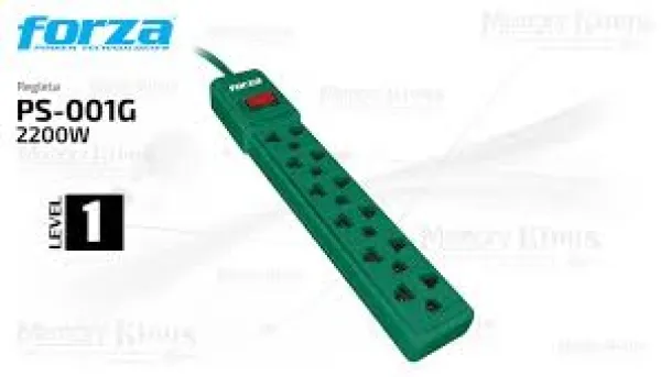 FORZA REGLETA 2200W 6 TOMAS 110V/220V NEMA 6 UNIVERSAL VERDE (PS-001G)