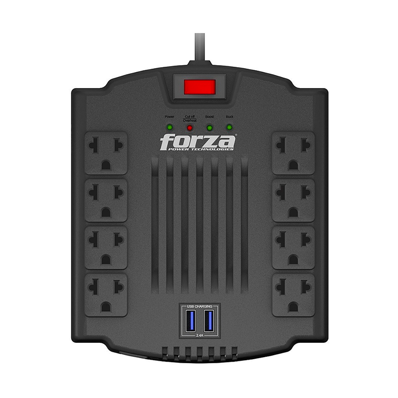 ASTRA REGULADOR DE VOLTAJE AUTOMATICO 600VATIOS 1200 VA 8 TOMAS 2 USB A