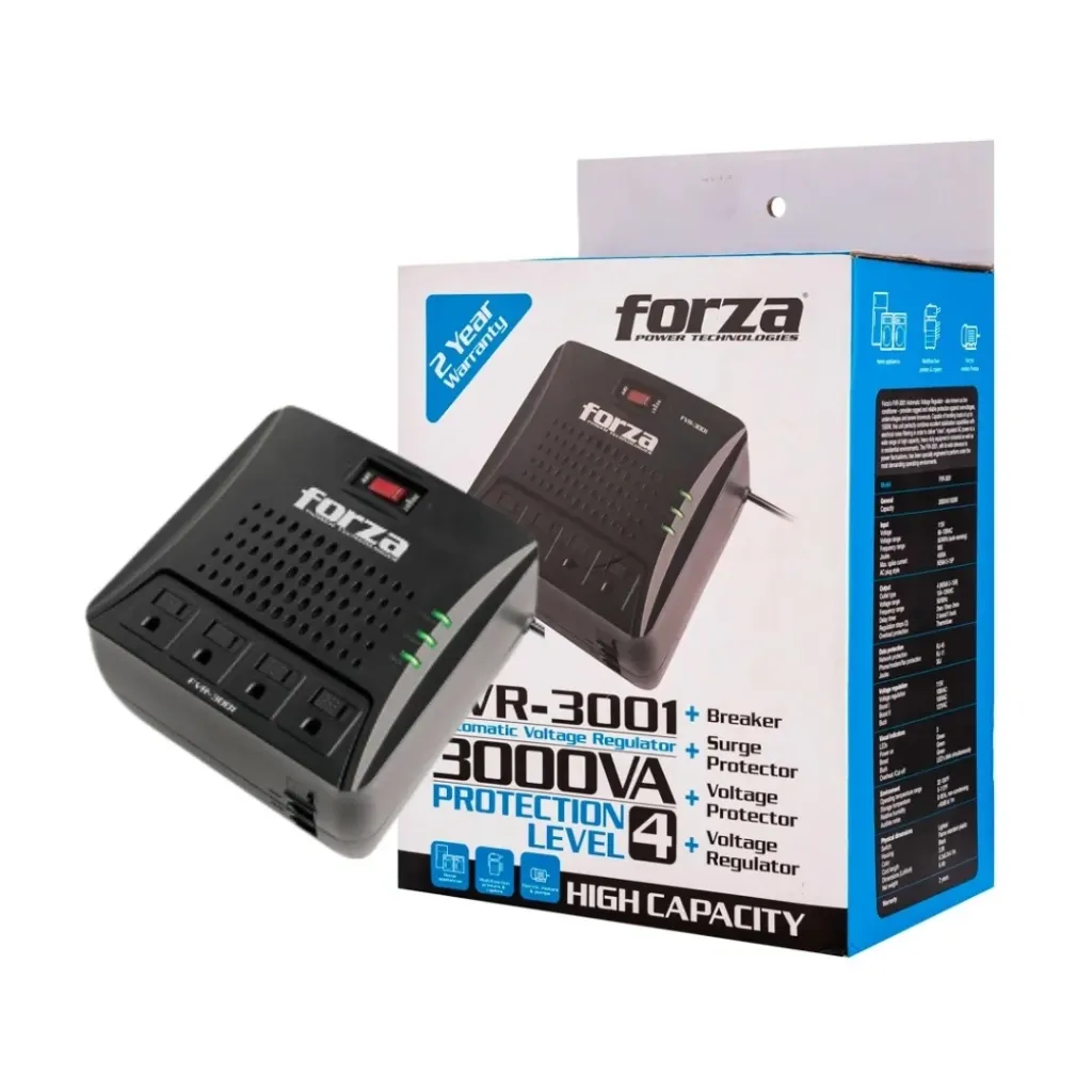 FORZA REGULADOR DE VOLTAJE DE 3000VA / 1500W 4 SALIDAS 110V (FVR-3001)
