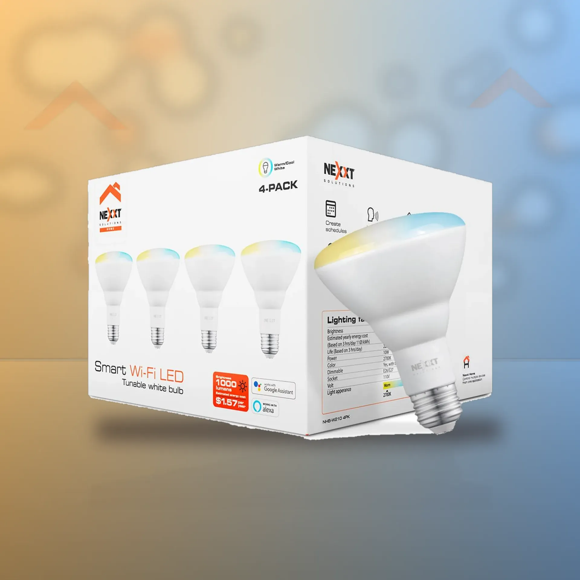 NEXXT BOMBILLO LED 110V-BR30 REGULABLE WIFI BLANCO 4 PACK (NHB-W2104PK)