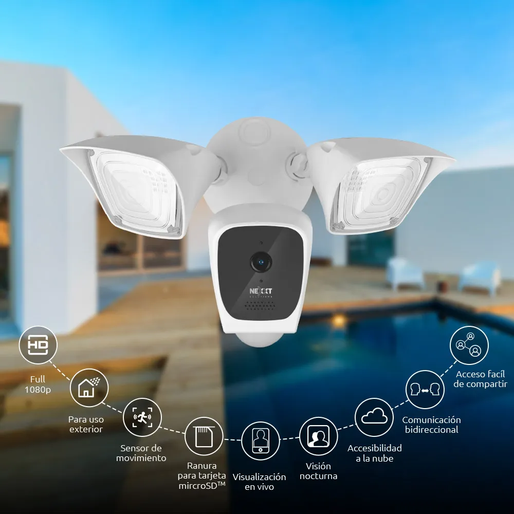 NEXXT CAMARA PARA EXTERIORES INTELIGENTE WIFI CON PROYECTORES Y DETECTOR DE MOVIMIENTO (NHC-F610)