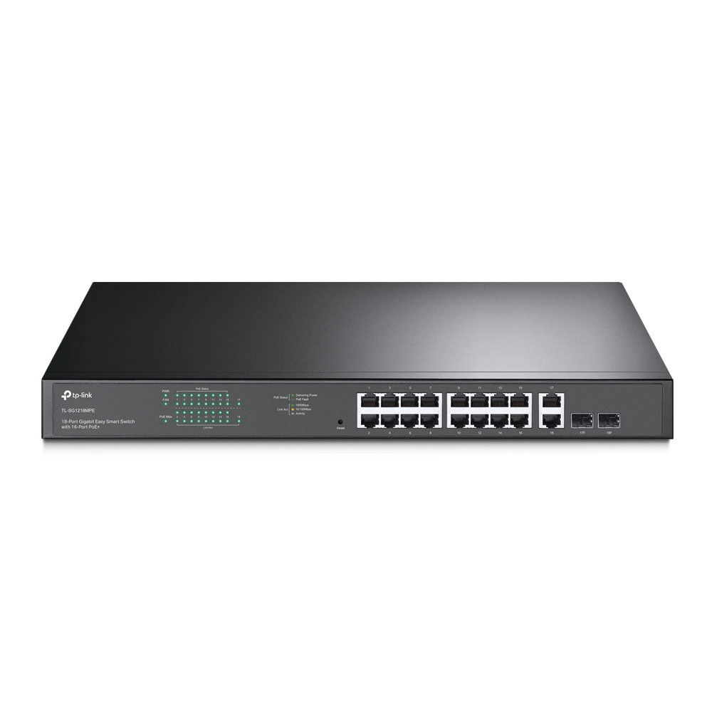 TP-LINK SWITCH 16 PUERTOS POE+ GIGABIT EASY SMART 2 RANURAS SFP