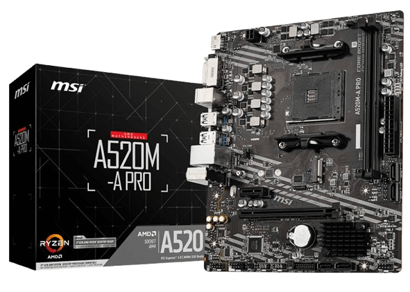 MSI TARJETA MADRE A520M-A PRO SOCKET AM4 LAN GIGABIT 6X USB 3.2 6X USB 2.0 4X SATA 6GBPS 1X M.2 GEN3 2X DIMM DDR4 - (A520M-A PRO)