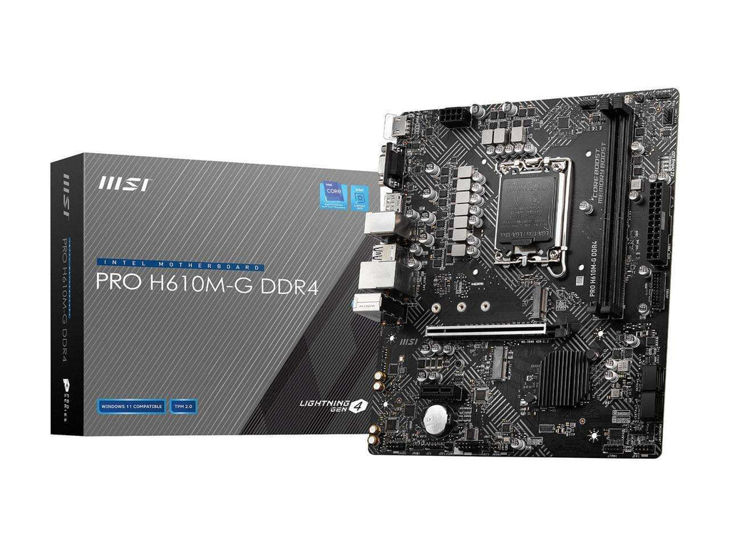MSI TARJETA MADRE PRO H610M-G DDR4 SOCKET LGA1700 LAN GIGABIT 4X USB 3.2 6X USB 2.0 4X SATA 6GBPS 1X M.2 GEN3 2X DIMM DDR4 - (PRO H610M-G DDR4)