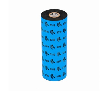 ZEBRA CINTA ENCERADA 110 MM X 74 M 5319; NUCLEO DE 12 MM (0.5 PULG.) 12/CAJA